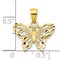 10K Gold Diamond Cut Butterfly Charm Pendant Jewelry 18mm x 16mm